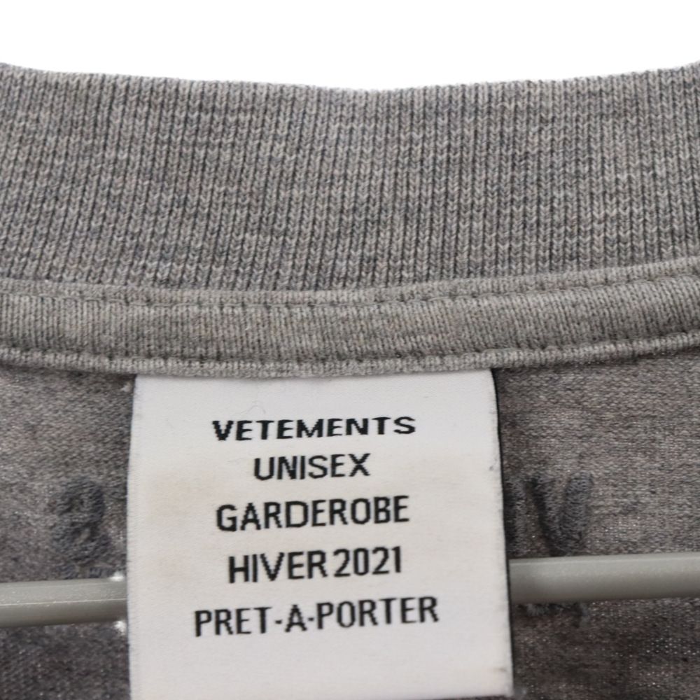 VETEMENTS (ヴェトモン) 20AW Gothic Font Longsleeve Tee UAH21TR526  ゴシックフォントロングスリーブ長袖Tシャツ 長袖カットソー グレー