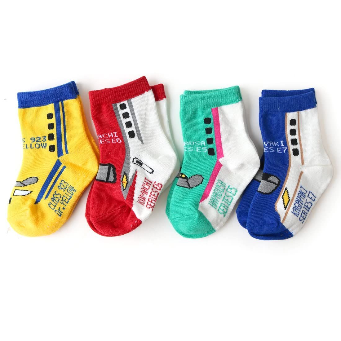 新着商品 box408 子供 靴下 鉄道 新幹線 ソックス 抗菌消臭 クルー丈 4足セット こまち はやぶさ ドクターイエロー かがやき