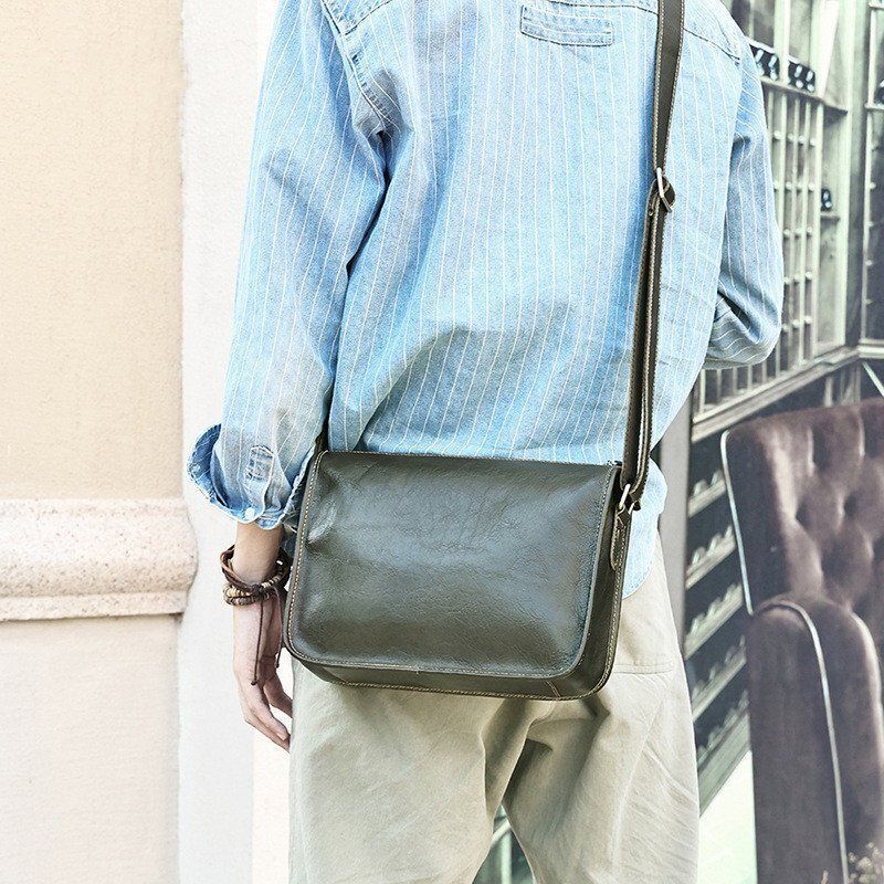 【SALE，本物保証】 美品 ハンドメイド メンズバッグ 本革 ワンショルダーバッグ 自転車鞄 レザー 斜め掛け 肩掛け バッグ 通勤通学##C043