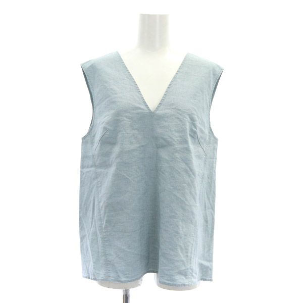 バビロン BABYLONE リネンノースリブラウス プルオーバー Vネック ストレッチ F グレー /ES ■OS ■SH