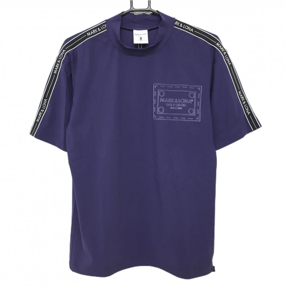 新作【美品】MARK&LONA 半袖シャツ　48(L) MARK&LONA（マークアンドロナ） 半袖ハイネックシャツ ブルー メンズ