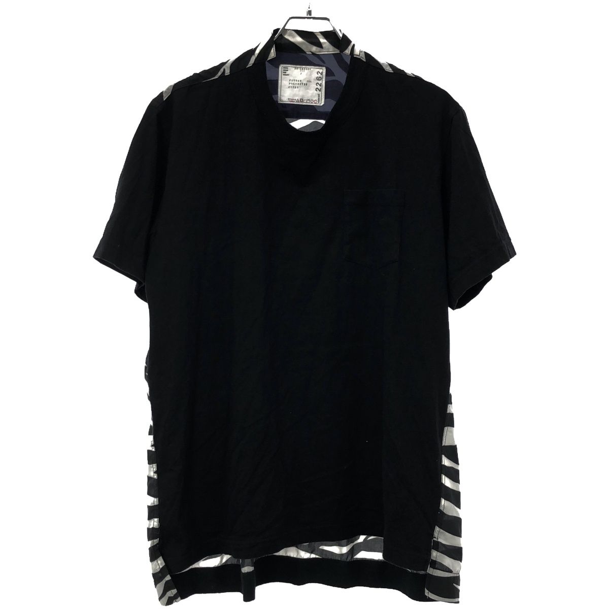 sacai サカイ 20SS ゼブラ切替Tシャツ 20-02262M ブラック 2