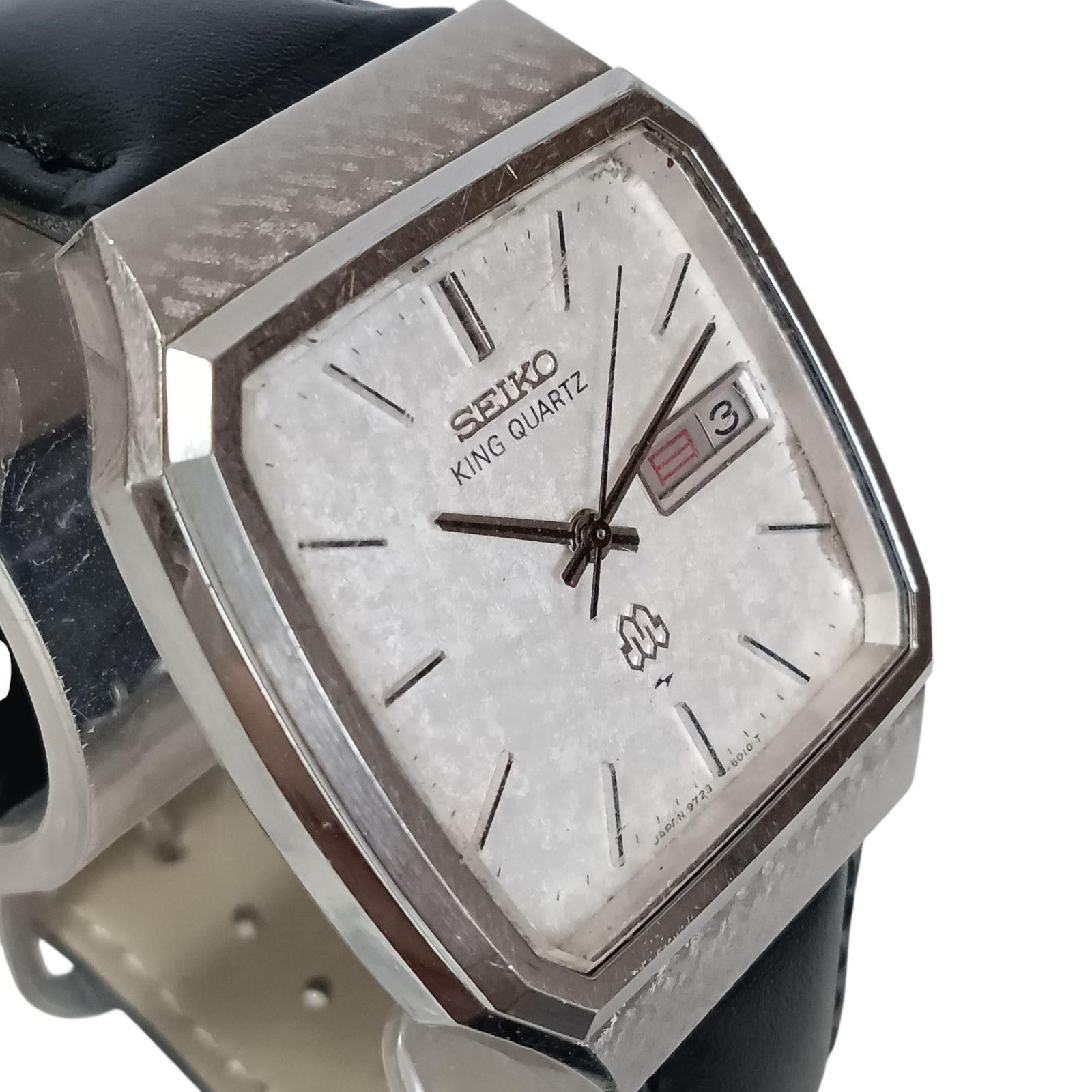 稼働 SEIKO KING QUARTZ シルバー メンズ時計 スクエア 35 SEIKO キングクォーツ スクエア メンズ 時計 シルバー