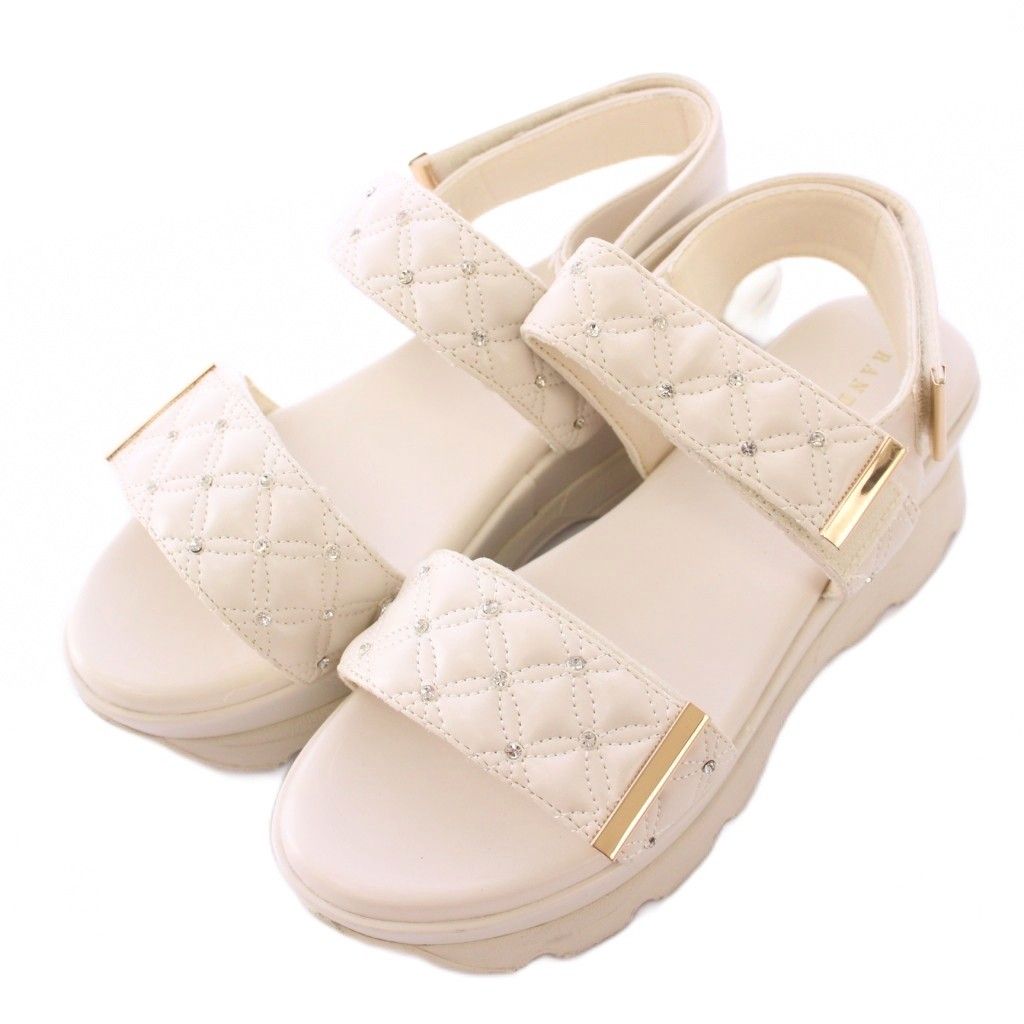 ランダ RANDA ビジュー キルティング スポーツサンダル アンクル