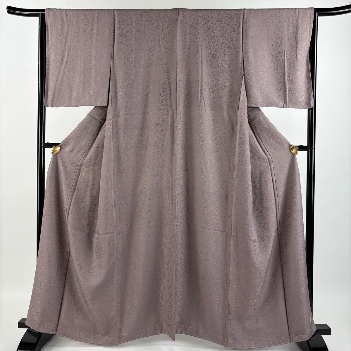 色無地 身丈162cm 裄丈64.5cm M 袷 ますいわ屋 地紋 灰紫 正絹 美品 秀  