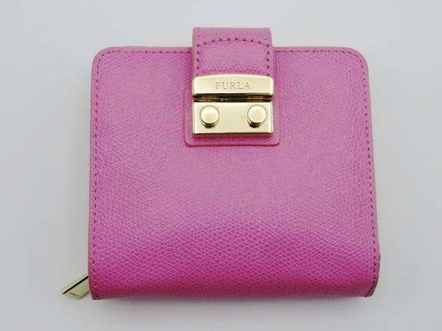 S05 FURLA フルラ メトロポリス レザー 2つ折り財布 ピンク ...