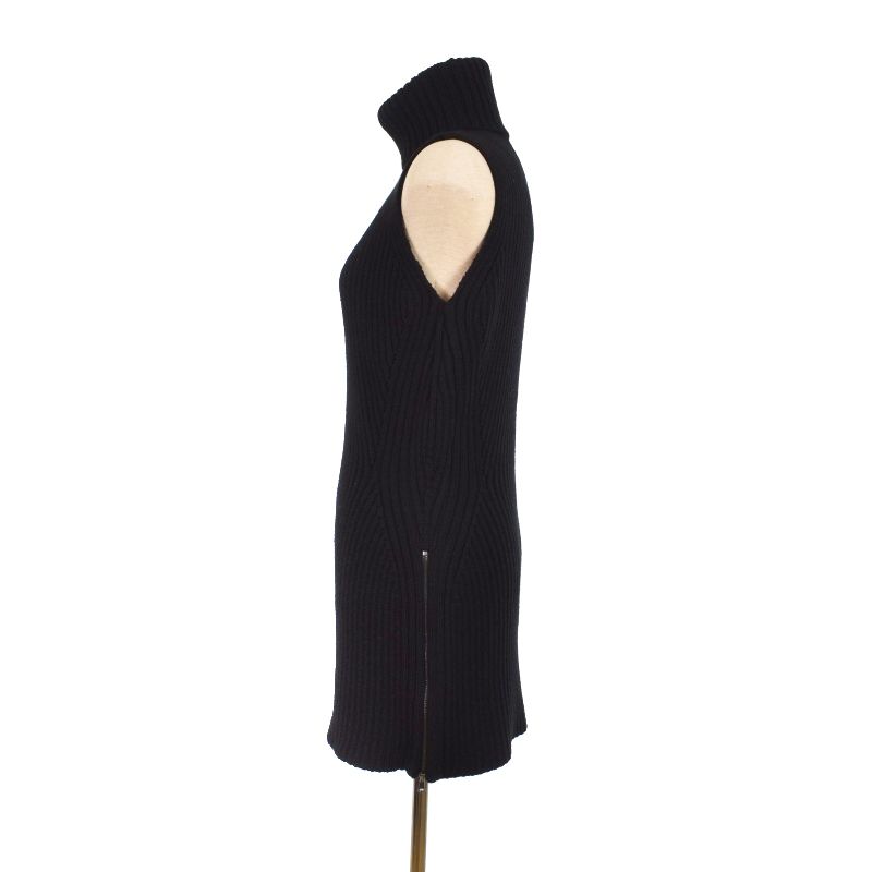 未使用品 マックスマーラ MAX MARA 白タグ ニットベスト タートルネック サイドジップ ウール L 黒 ブラック 11-36-62733 レディース マックスマーラ MAX MARA 白タグ ニットベスト タートルネック