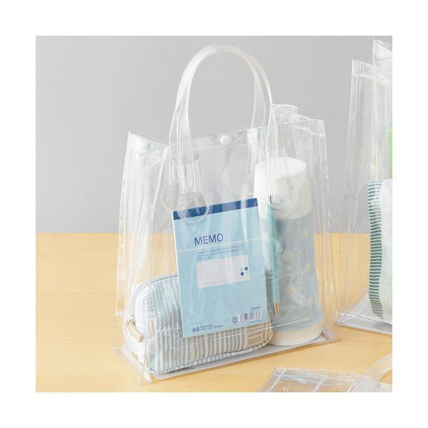 まとめ TANOSEE 透明PVCバッグB5ワイド ポケット ホック付 1パック 10枚 ×2セット