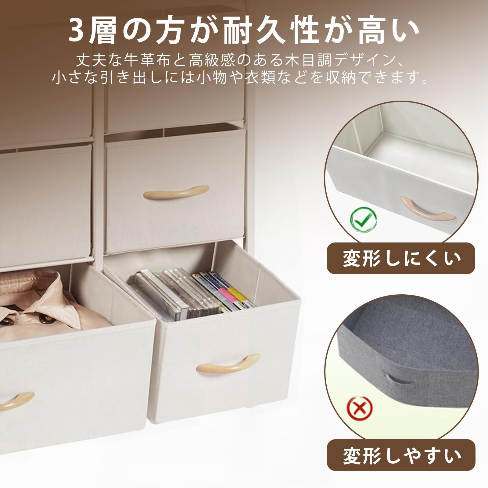 収納 チェスト 布製 引き出し 洋服収納 リビング収納EdoErgo タンス