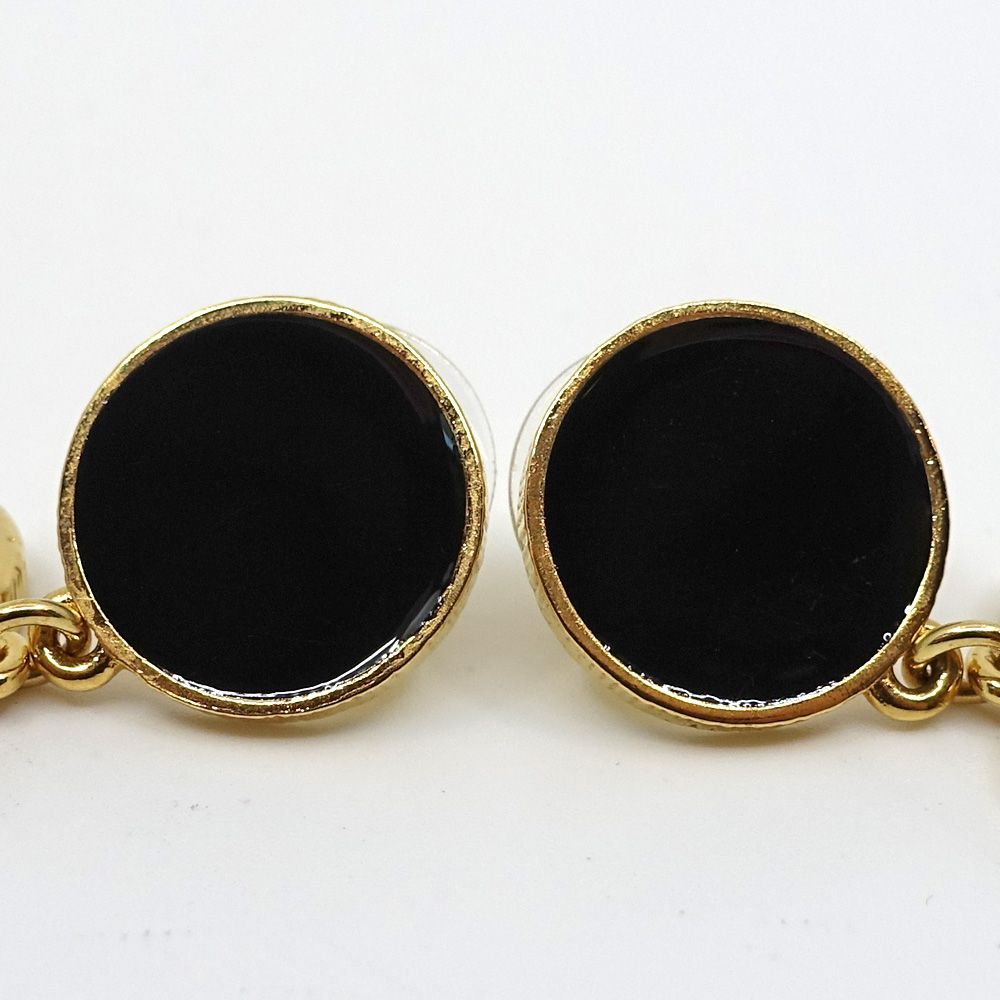 (シャネル)AB0722☆ブラックＸゴールド丸形☆ピアス シャネル)AB0722☆ブラックXゴールド丸形☆ピアス (CHANEL