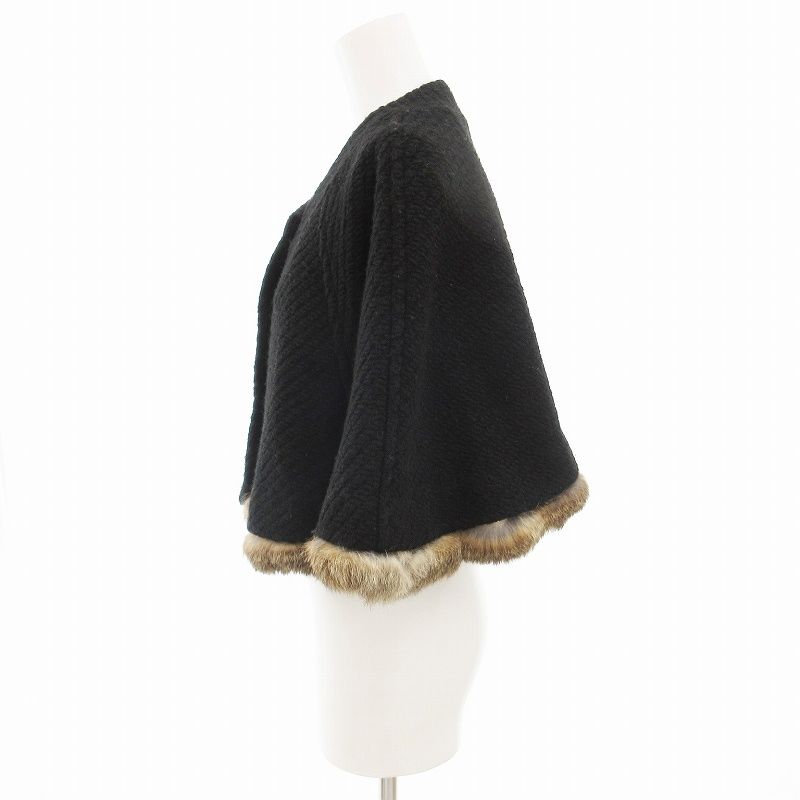 美品✨ランバンコレクション カシミヤ混ラビットファーポンチョ ケープ ca2116-1.jpg