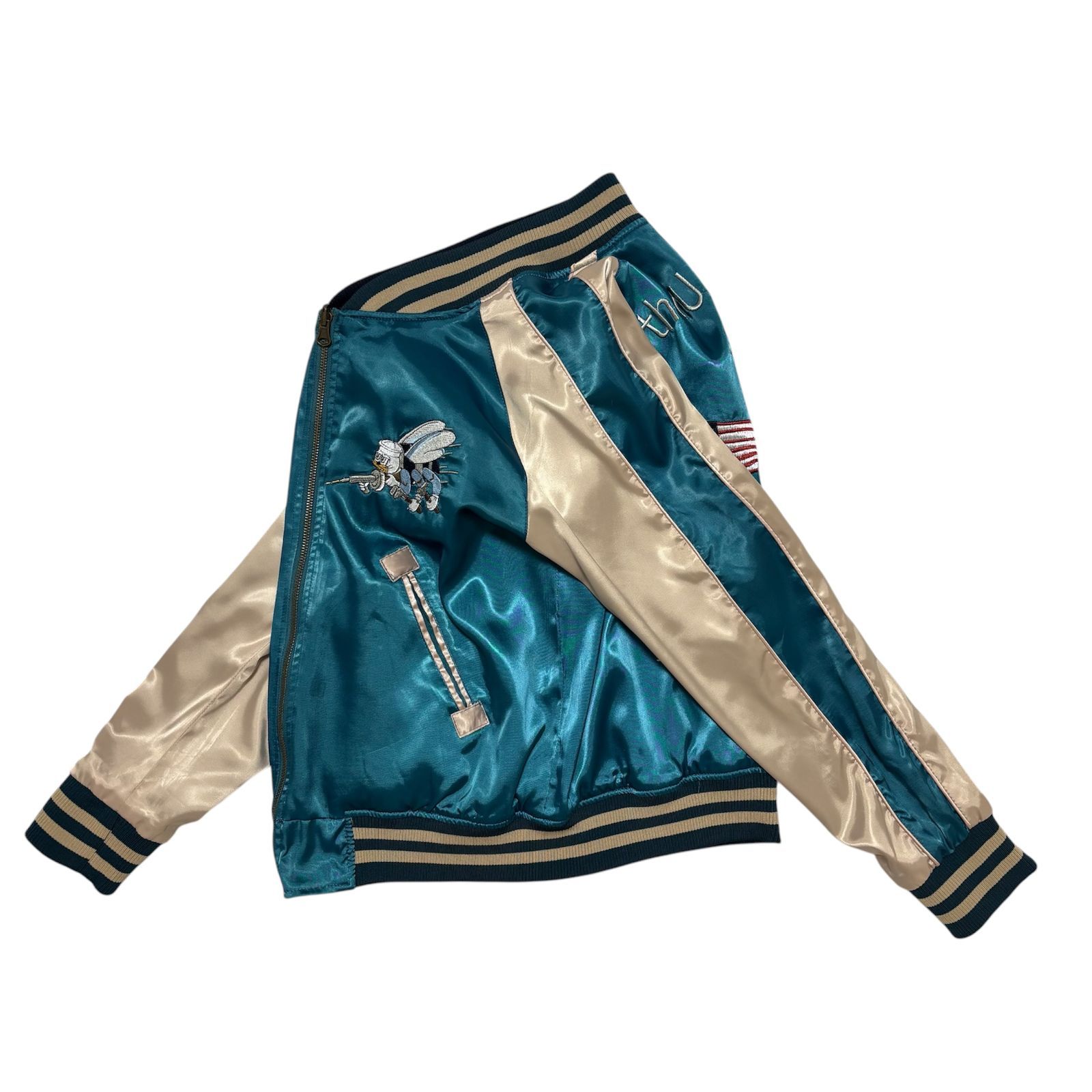 中古 U.S.NAVY SEABEES BVC スカジャン クリーニング済み リバーシブル 
