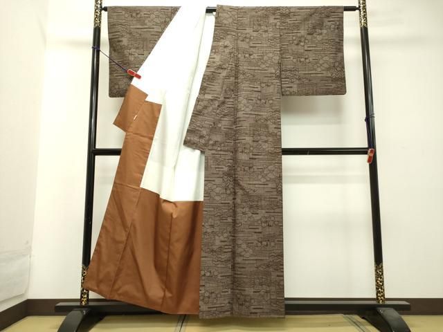 平和屋着物○結城紬 9マルキ 霞草花文 ますいわ屋扱い 正絹 逸品  