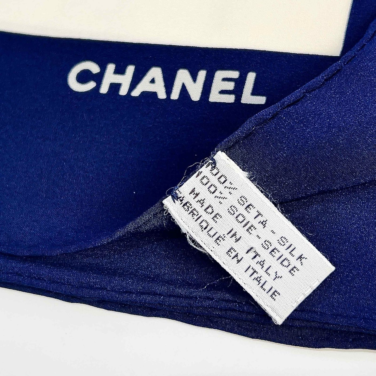 サ*ス様 CHANEL シルクスカーフ パープル 良品】CHANEL シャネル 100％ シルク スカーフ ひまわり柄 ロゴ