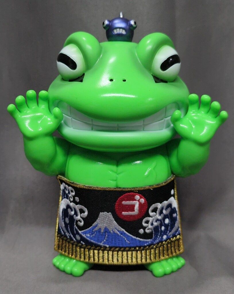 GOCCODO ゴッコ堂 ガマの海 ソフビ リアルヘッド 真頭玩具 ゴッコ堂 大ガマの海 ソフビ 緑成型 金ふんどし まわし付 リアルヘッド