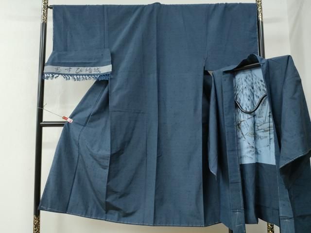 平和屋着物○男性 志のぶ御召 色無地 朽葉色 はかわ織物謹製 反