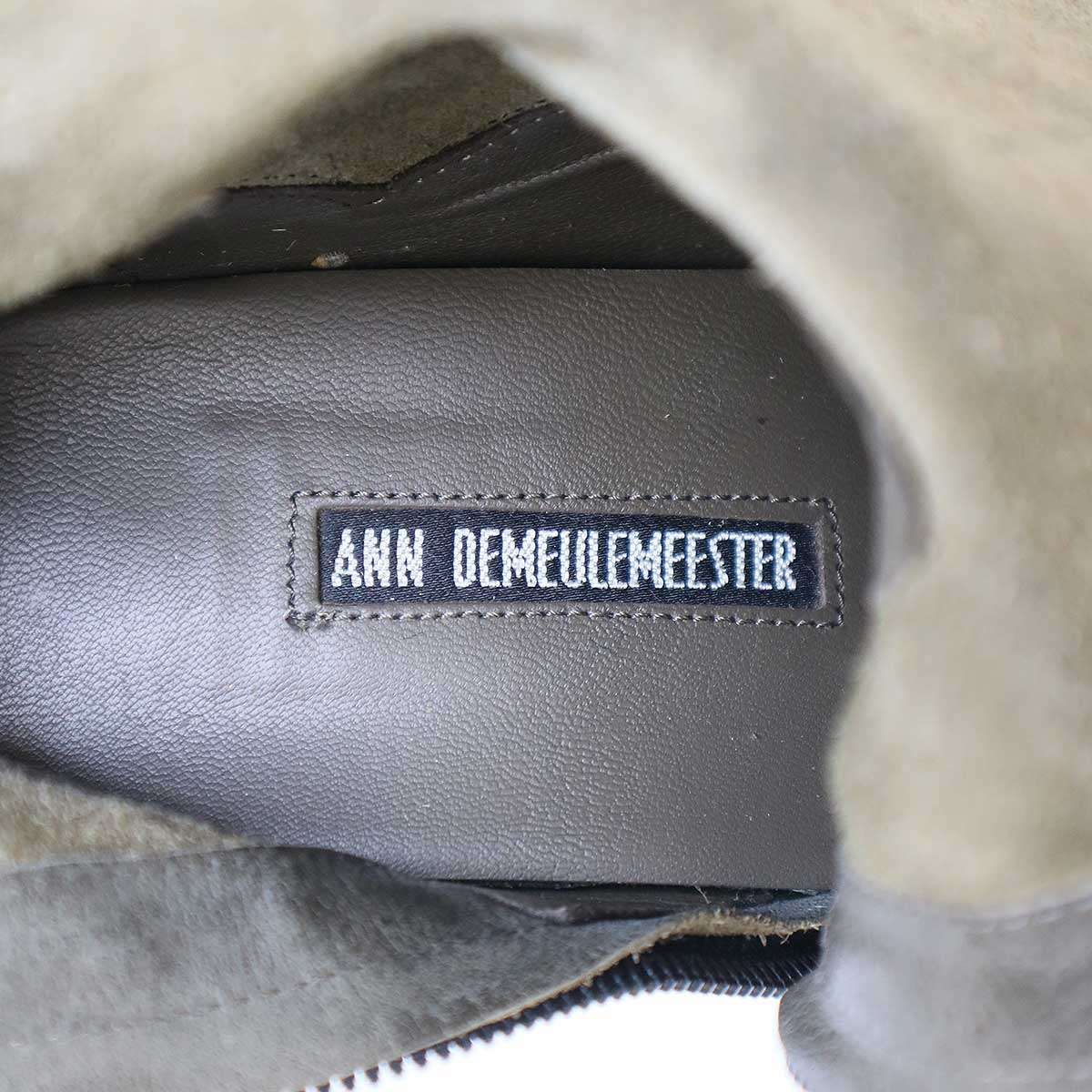 ANN DEMEULEMEESTER アンドゥムルメステール スパイラルジップレザーニーハイブーツ ブラウン系 36 - メルカリ