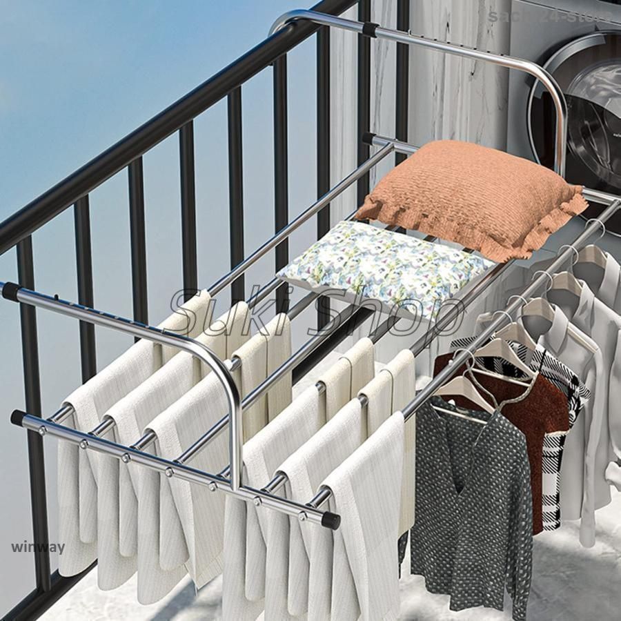 ベランダ 手すり、窓用物干しラック、ヒーター乾燥ラック