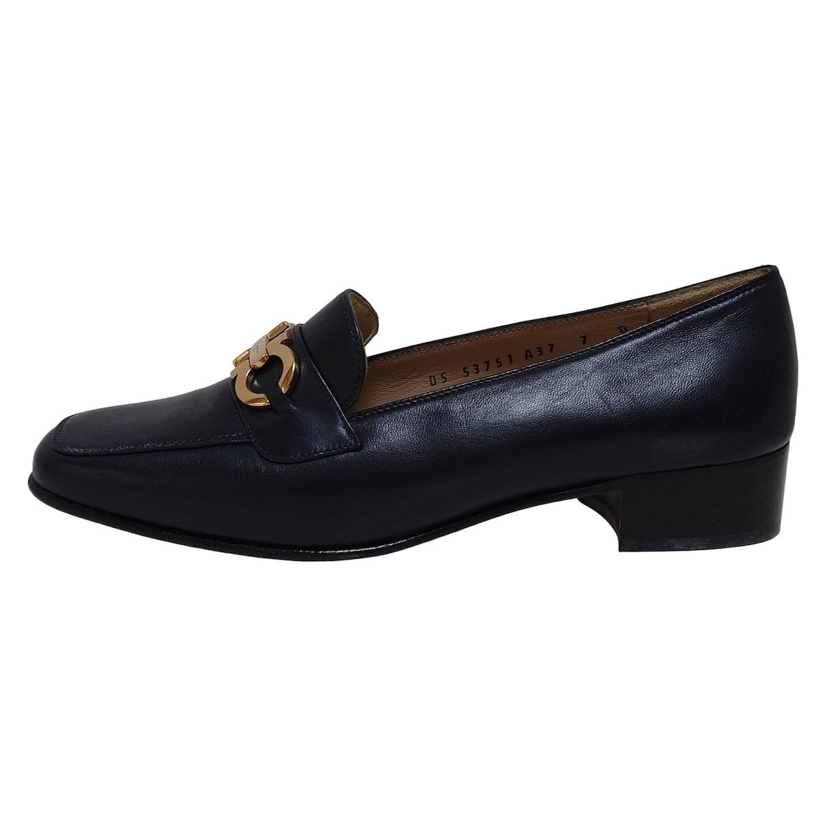 FERRAGAMO|SalvatoreFerragamo サルバトーレフェラガモ ローファー 7D レディース - ネイビー ガンチーニ レザー