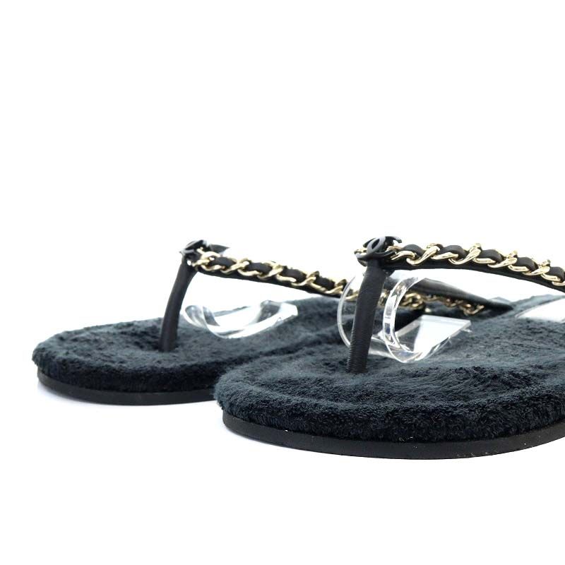 シャネル CHANEL トングサンダル フラット ココマーク チェーン