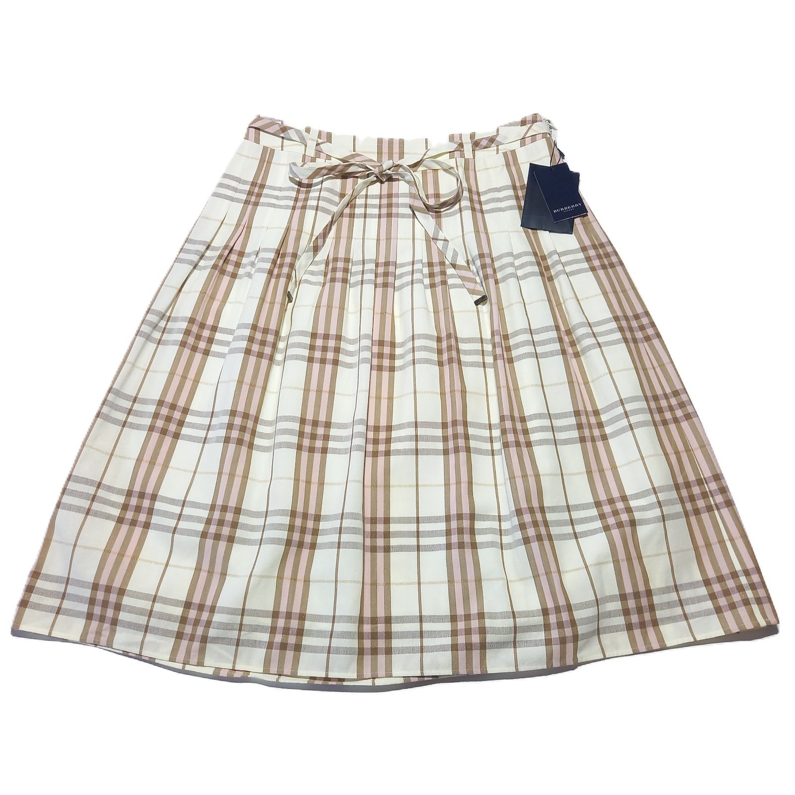 バーバリー チェック柄 ひざ丈 スカート 38サイズ ホワイト Burberry