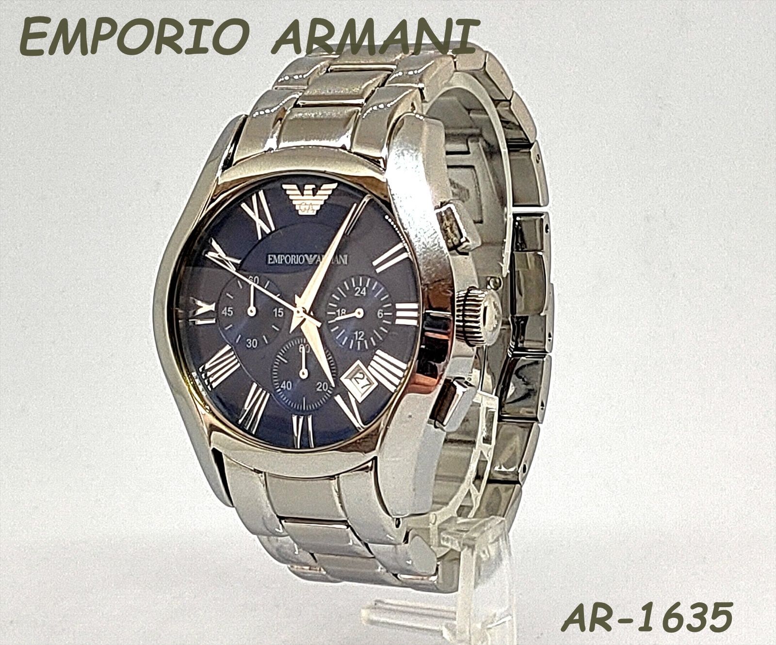 稼働品】アルマーニ 腕時計 EMPORIO ARMANI クロノグラフ AR-1635 