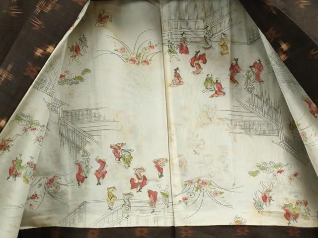 平和屋着物○国指定重要無形文化財 本場久米島紬 アンサンブル 手織 絵