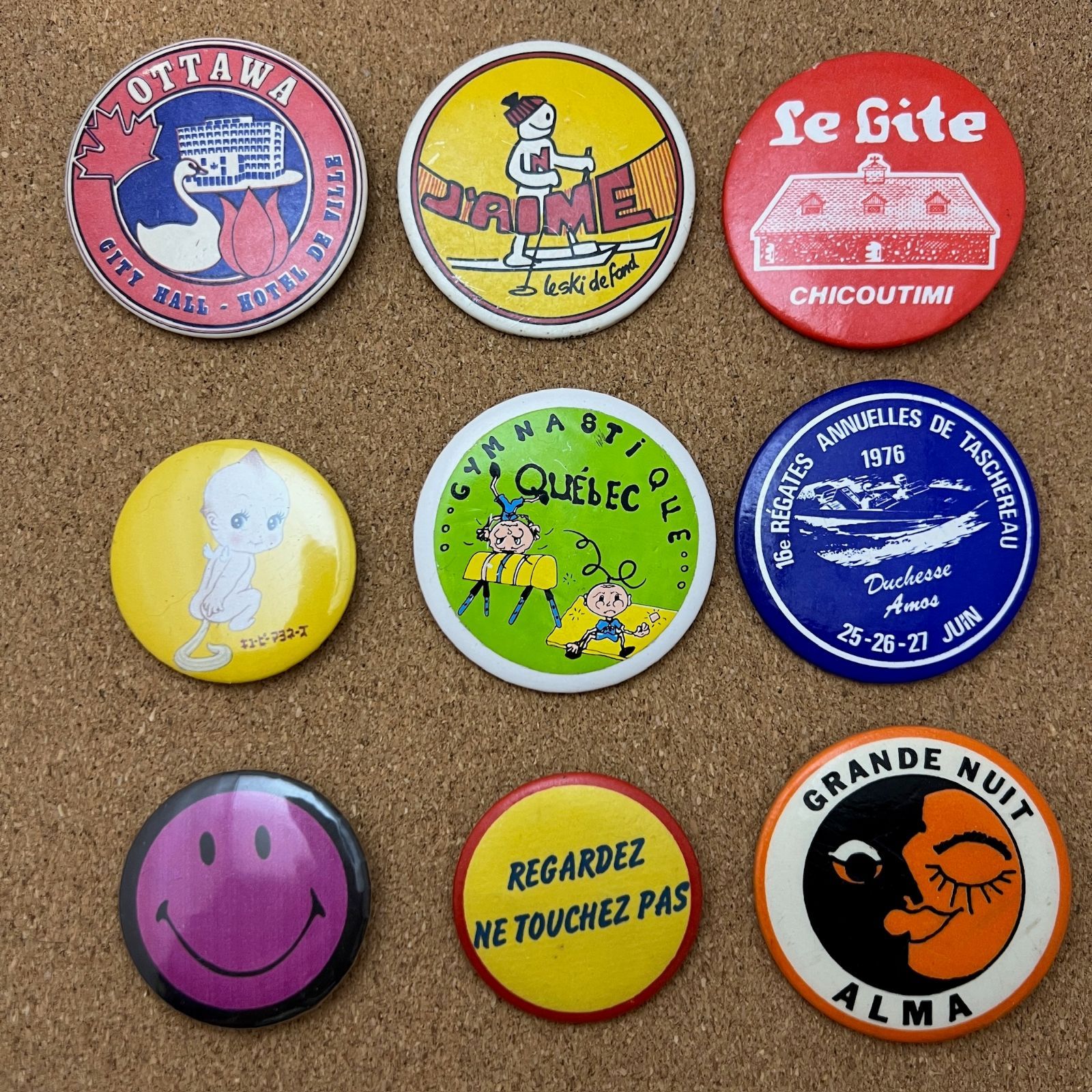 ③ 70s 80s vintage 古着 缶バッチ 缶バッジ 8個 カラフル ビンテージ 缶バッジ キューピー スマイリー アンティーク 50s