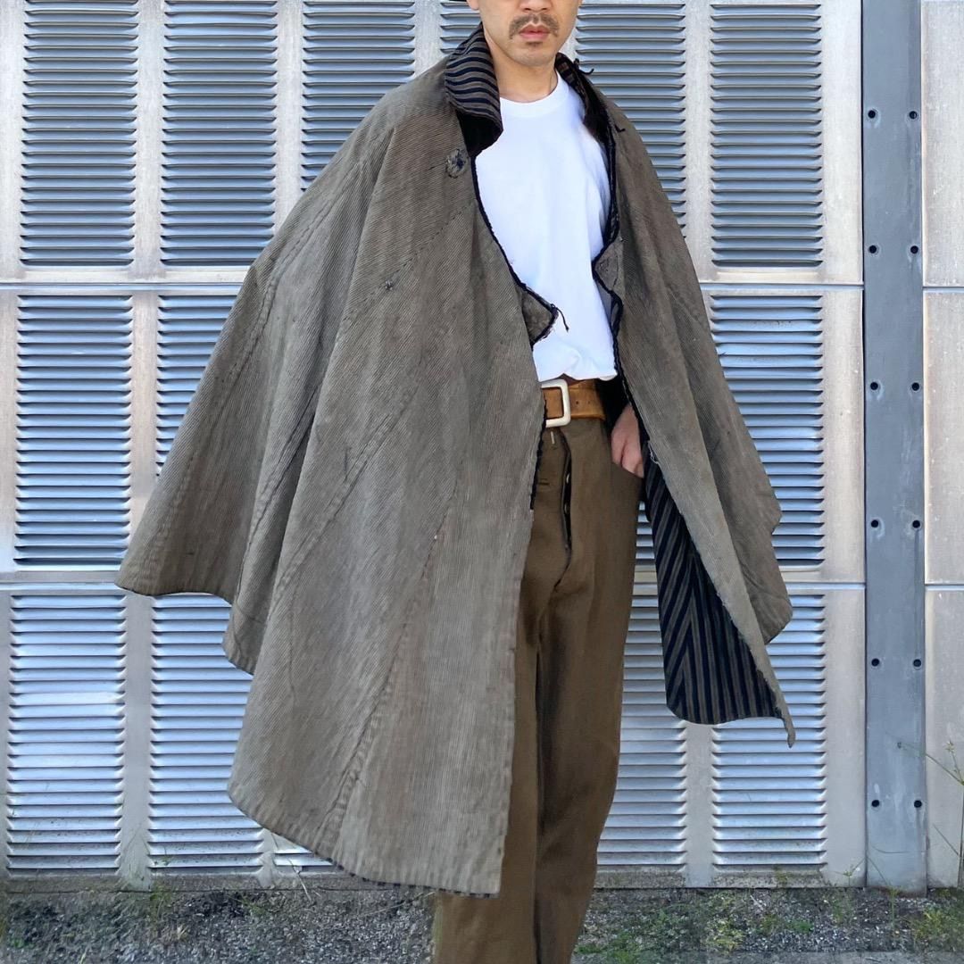 明治〜大正 道中合羽 藍染 木綿 ビロード襟付き | ジャパンヴィンテージコート | Japanese Vintage Indigo Travel Cloak – Early 20th Century Rainwear with Velvet Collar