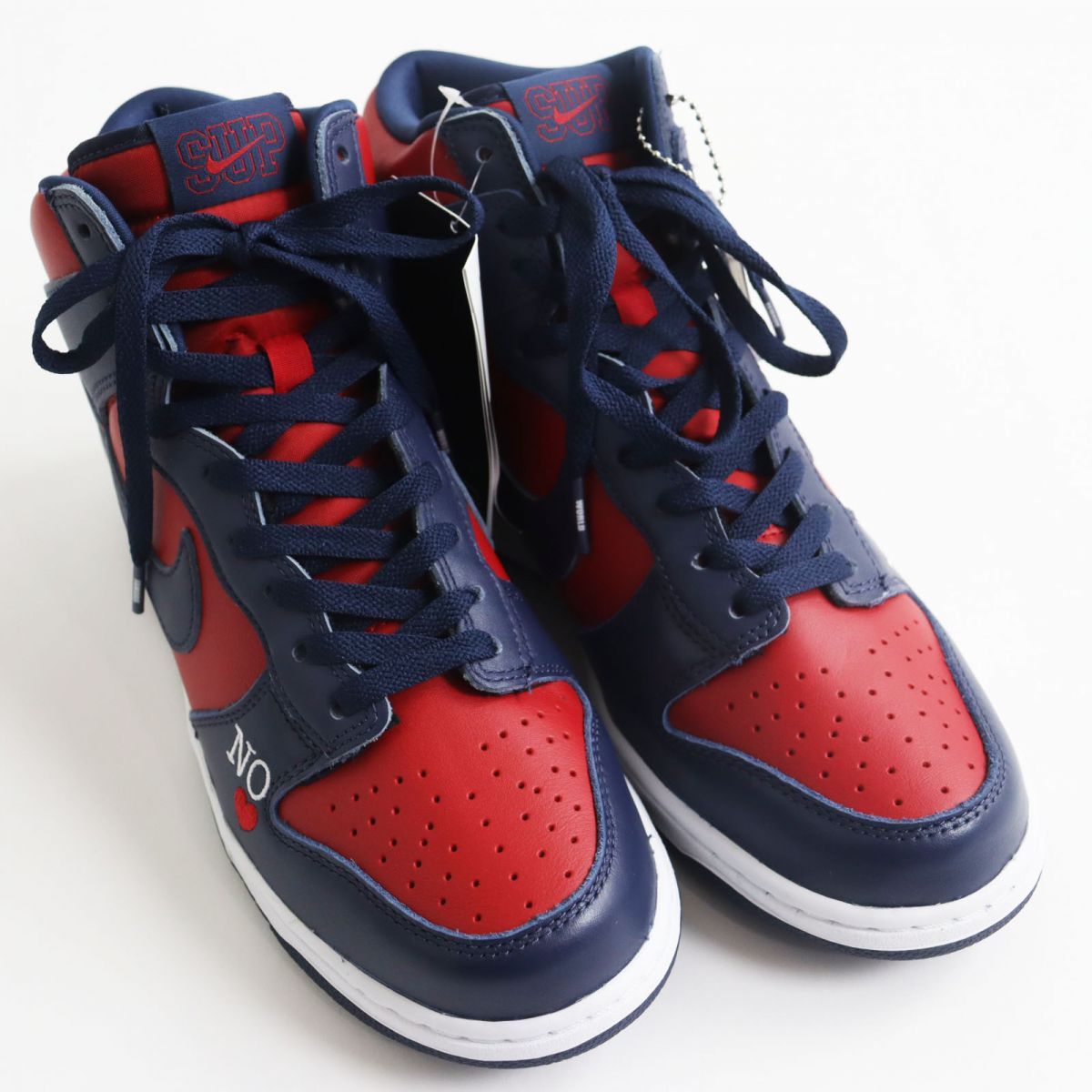 未使用品●NIKE SB×Supreme ナイキ×シュプリーム DUNK HIGH BY ANY MEANS DN-3741-600  レザーハイカットスニーカー 赤×紺 27cm 箱付き