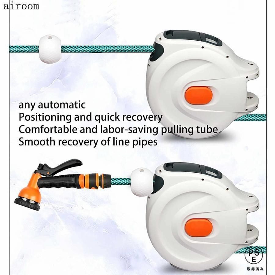 散水ホース洗車ホース20m格納180°スイベルブラケットホースリールスタンド自動ホースリール屋外エアホースリールガーデンホース