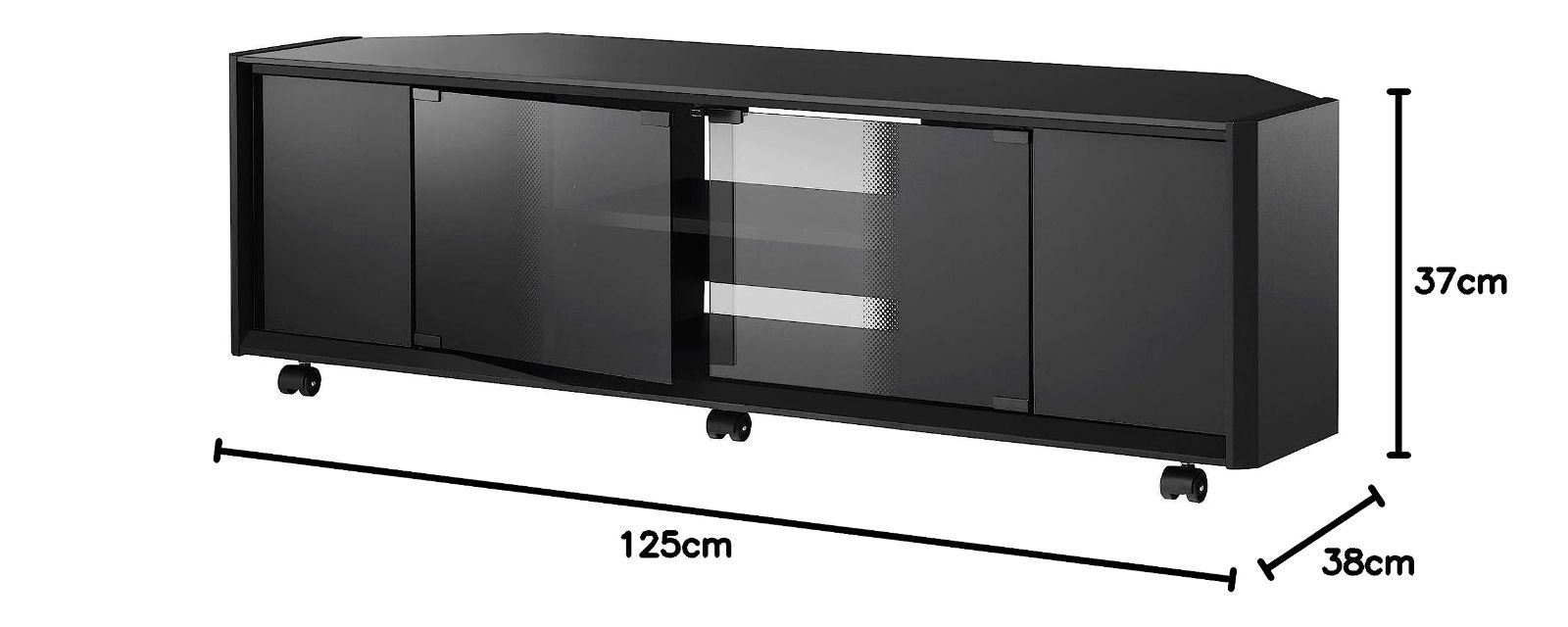 新着商品 ブラック光沢 キャスター付き TＶ-GA1250 ガラス扉付き 55v型まで対応 ハヤミ工産