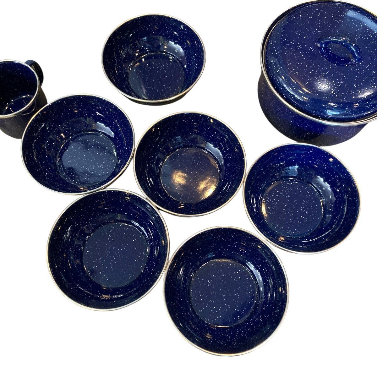 中古○キャプテンスタッグ○キャンプ用ホーロー鍋＆食器セット