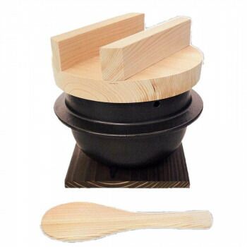 羽釜ごはん鍋 羽釜 3合ごはん鍋 敷板 しゃもじ付 6000-4033