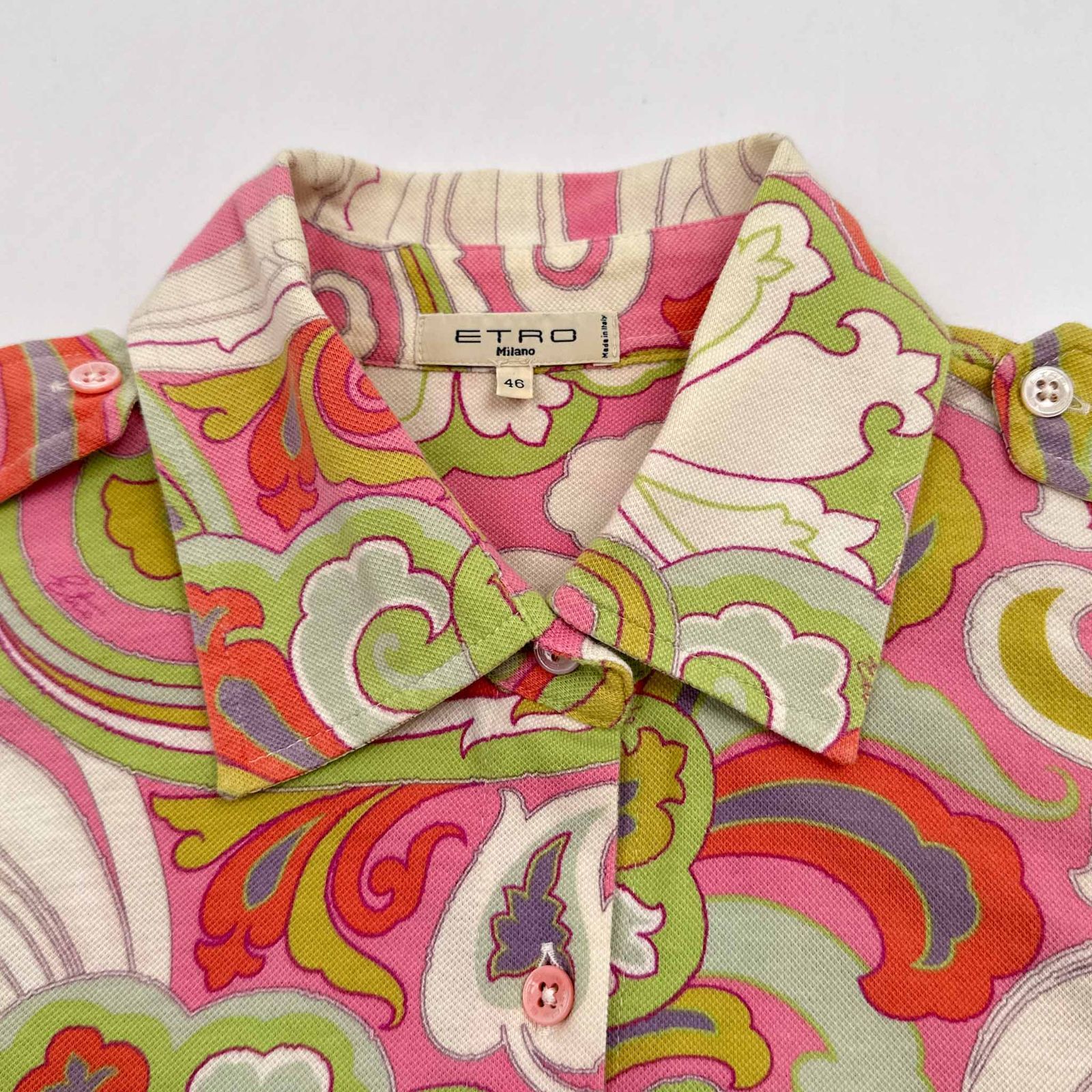 ETRO エトロ ペイズリー フラワー パッチワーク 総柄 長袖 シャツ 42 