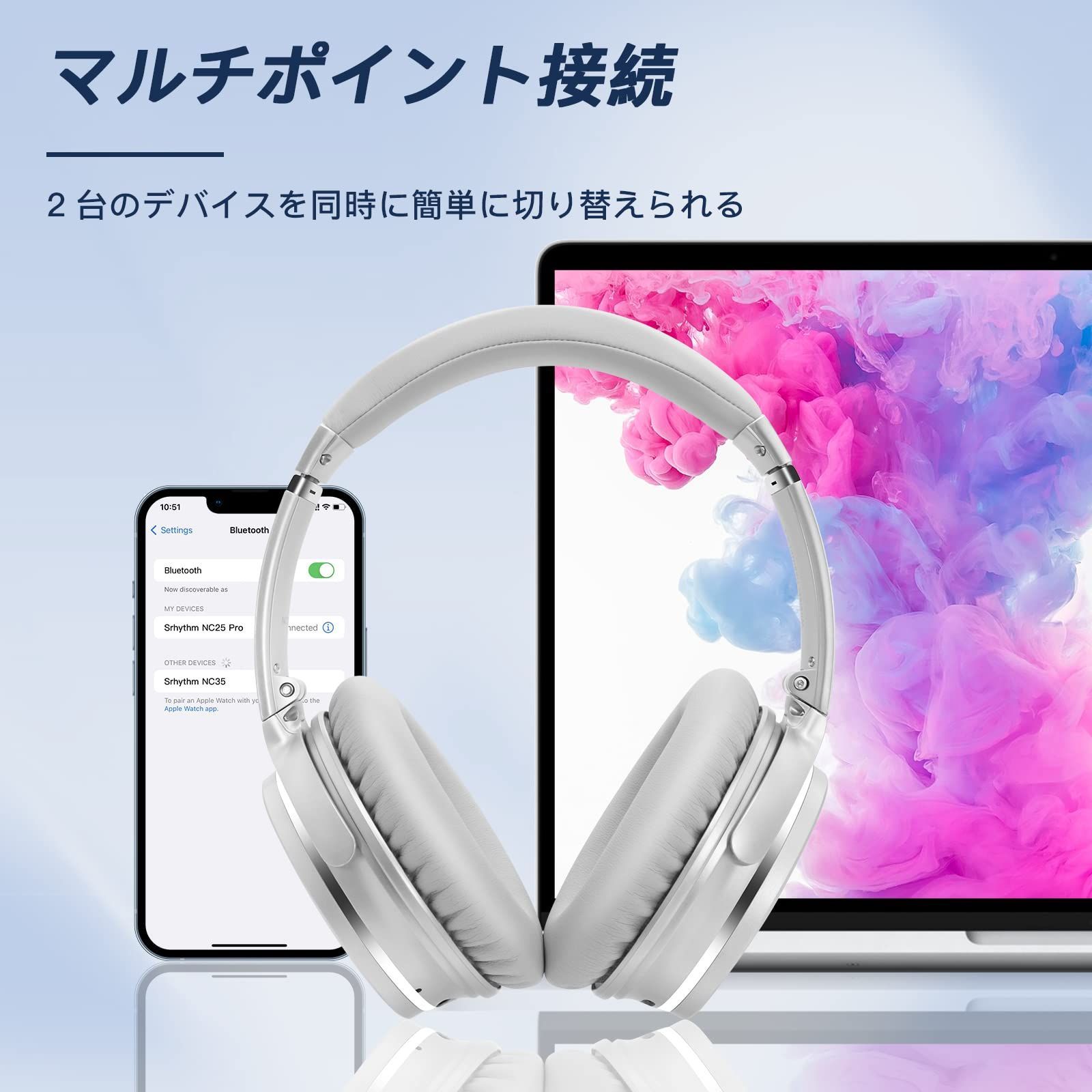 在庫セール】Srhythm NC25Pro ノイズキャンセリングヘッドホン