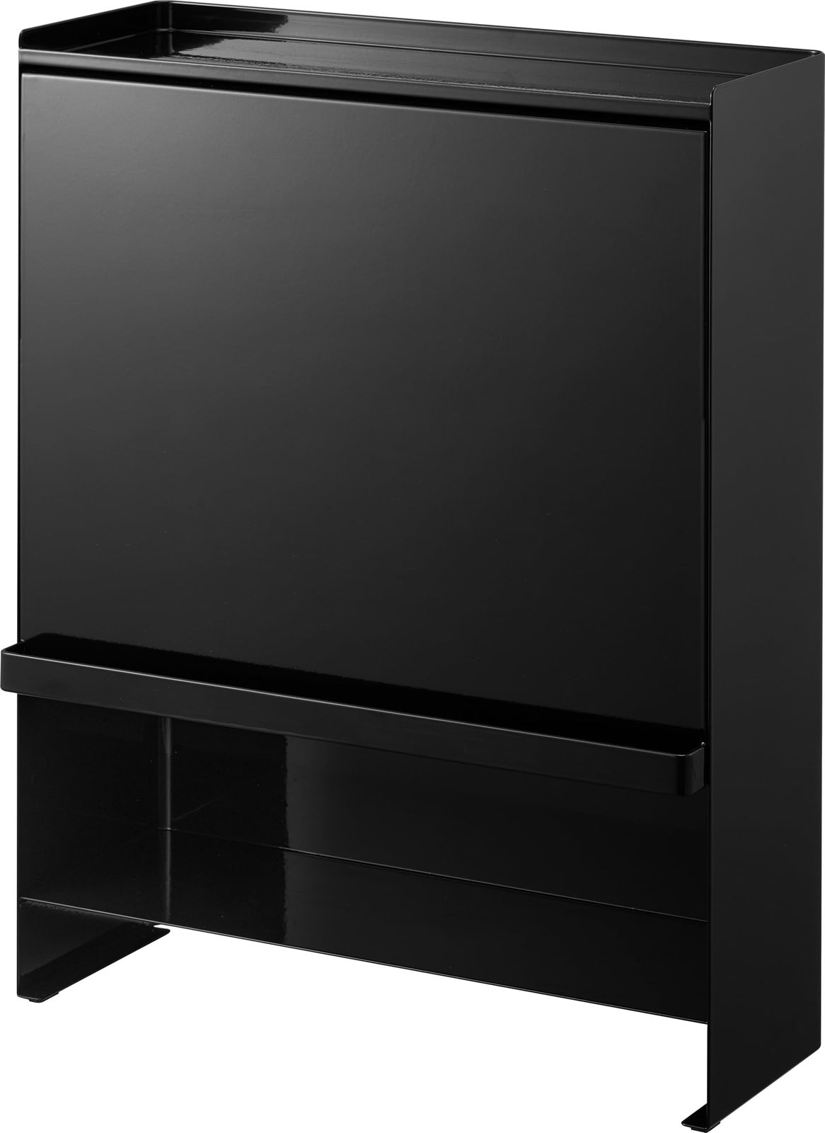 完成品 前が開く 隠せる 調味料ラック ブラック 約W38×D16.3×H49.2cm タワー tower 山崎実業 Yamazaki 大容量 コンロ横 キッチンラック 汚れをガード 2010