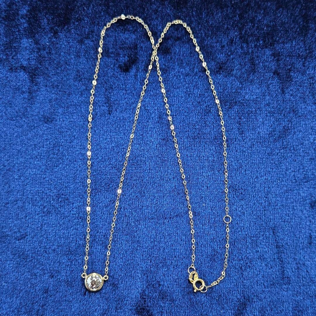 大人気！0.5ctUP ダイヤ バイザヤードセッティング K18YG ネックレス  