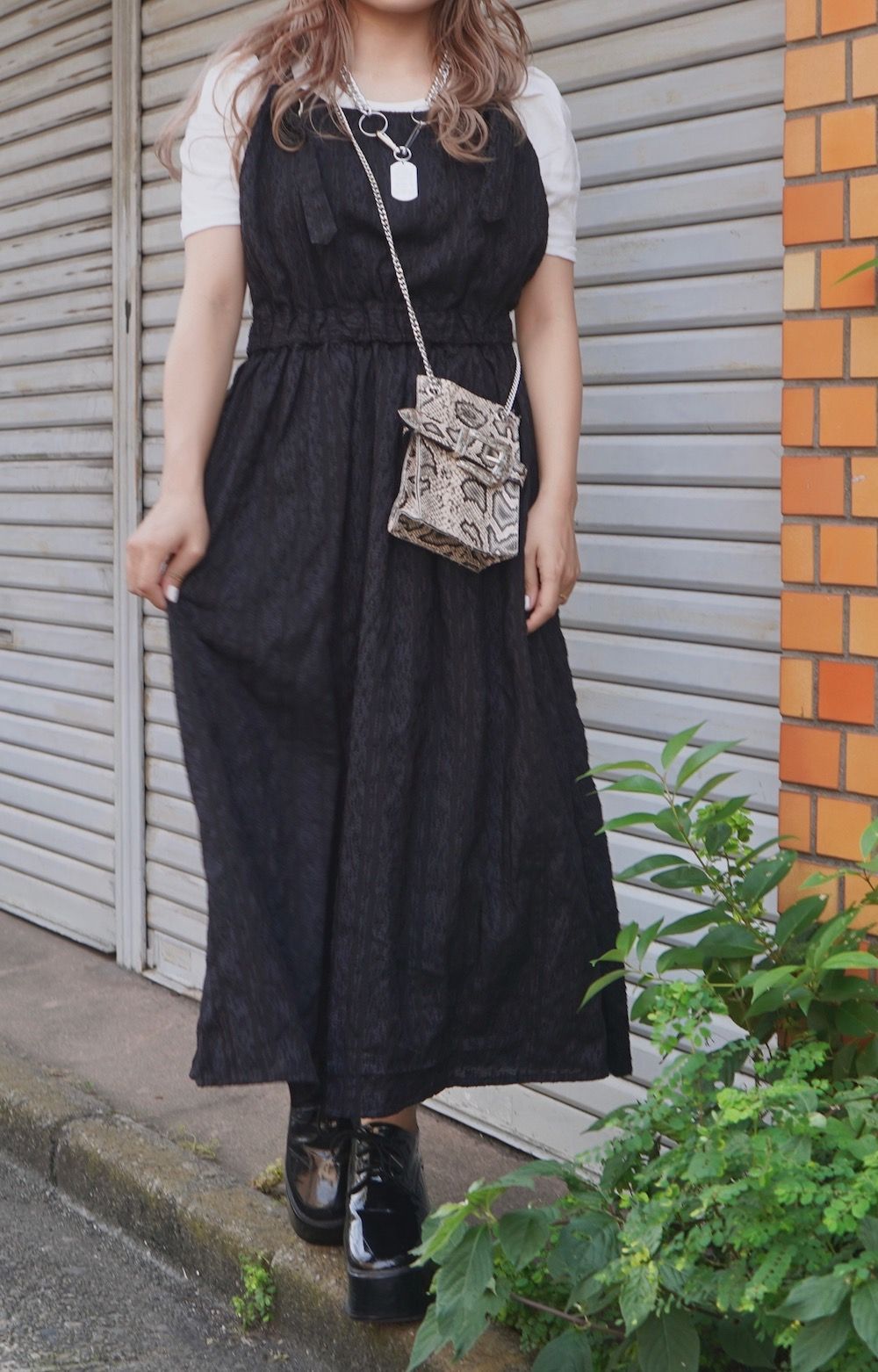 Lacy Stripes Salopette Flare Skirt black - imukat Select - メルカリ