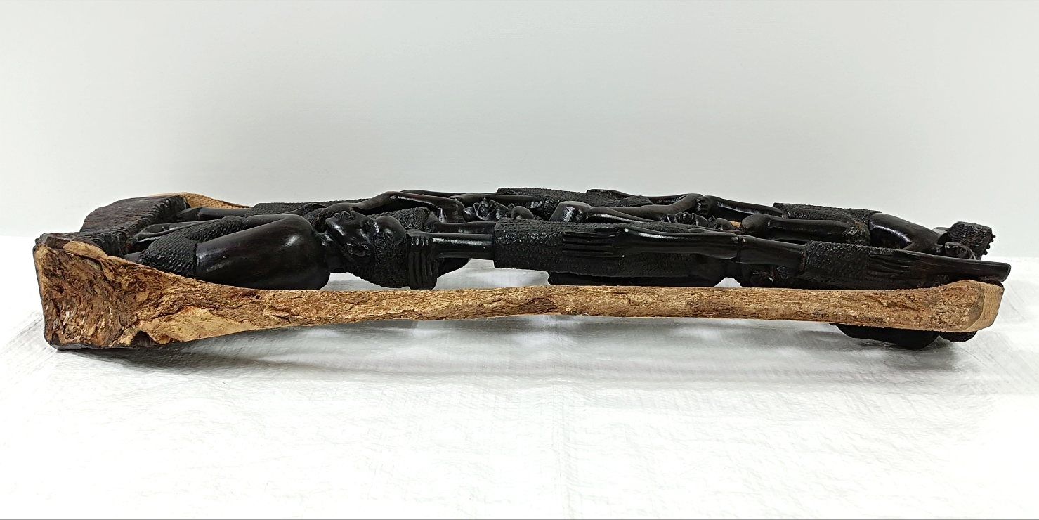 タンザニア ウジャマ アフリカ黒檀 マコンデ彫刻 オブジェ 置物 アフリカ タンザニア マコンデ ウジャマ 黒檀彫刻 32cm 木彫り
