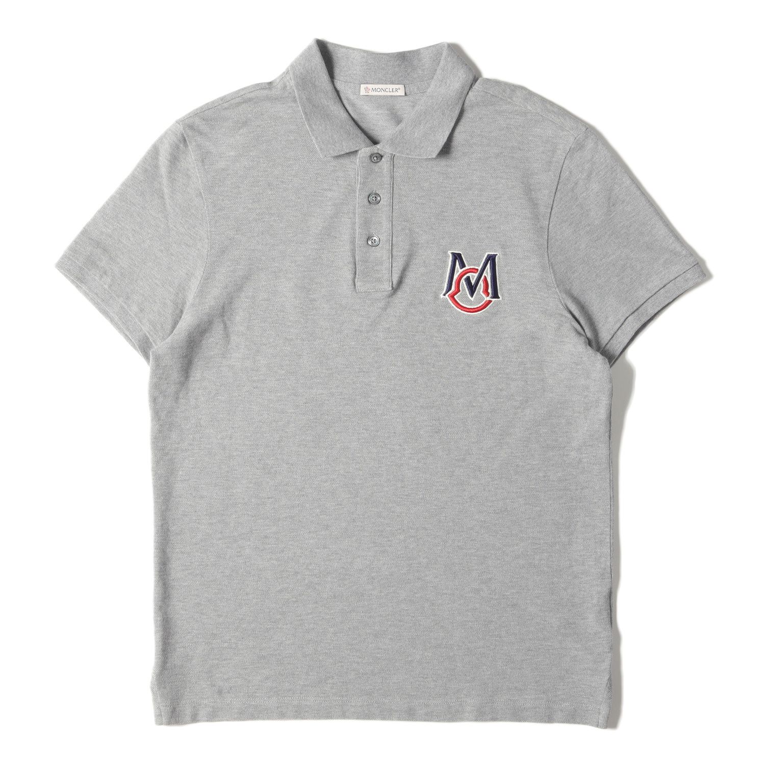 ★MONCLER★レタリングロゴ刺繍コットンポロシャツ 極美品 MONCLER モンクレール ポロシャツ ビック刺繍ロゴ 入り