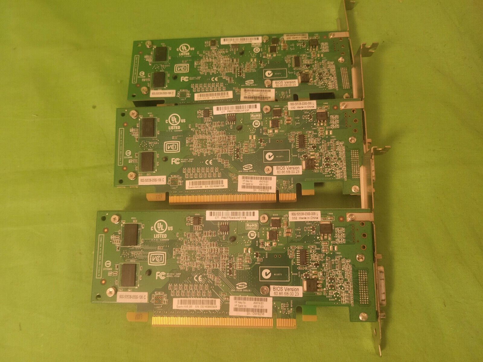ロット 3 - HP Nvidia | 454319-001 | 456137-001 | Quadro NVS 290 DVI ビデオ カード
