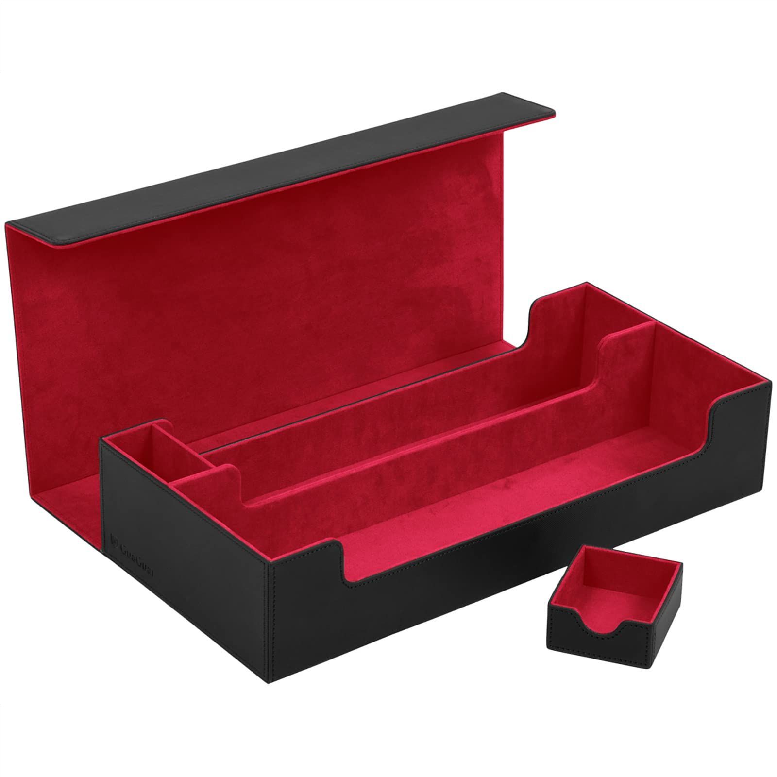 Color:Black×Red GuaGuar デッキケース トレカケース 1100枚収納 PUレザー ストレージボックス カードケース トレーディングカードゲーム