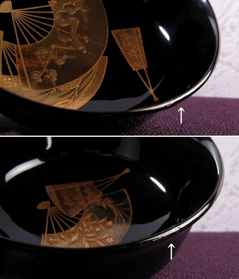 輪島塗 極上の蒔絵 扇面蒔絵 図替わり 吸物椀5客 No2 美品