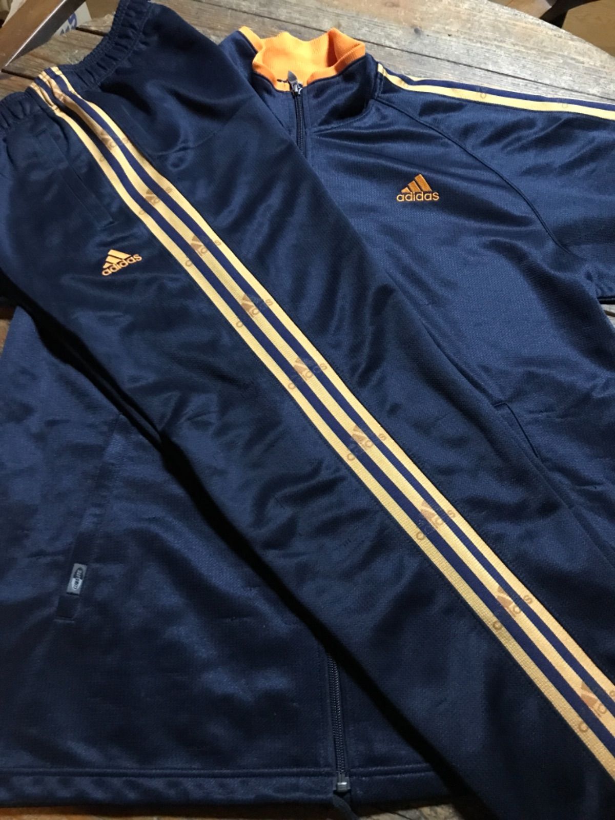 adidasアディダスジャージセットアップ上下セットLサイズ紺色