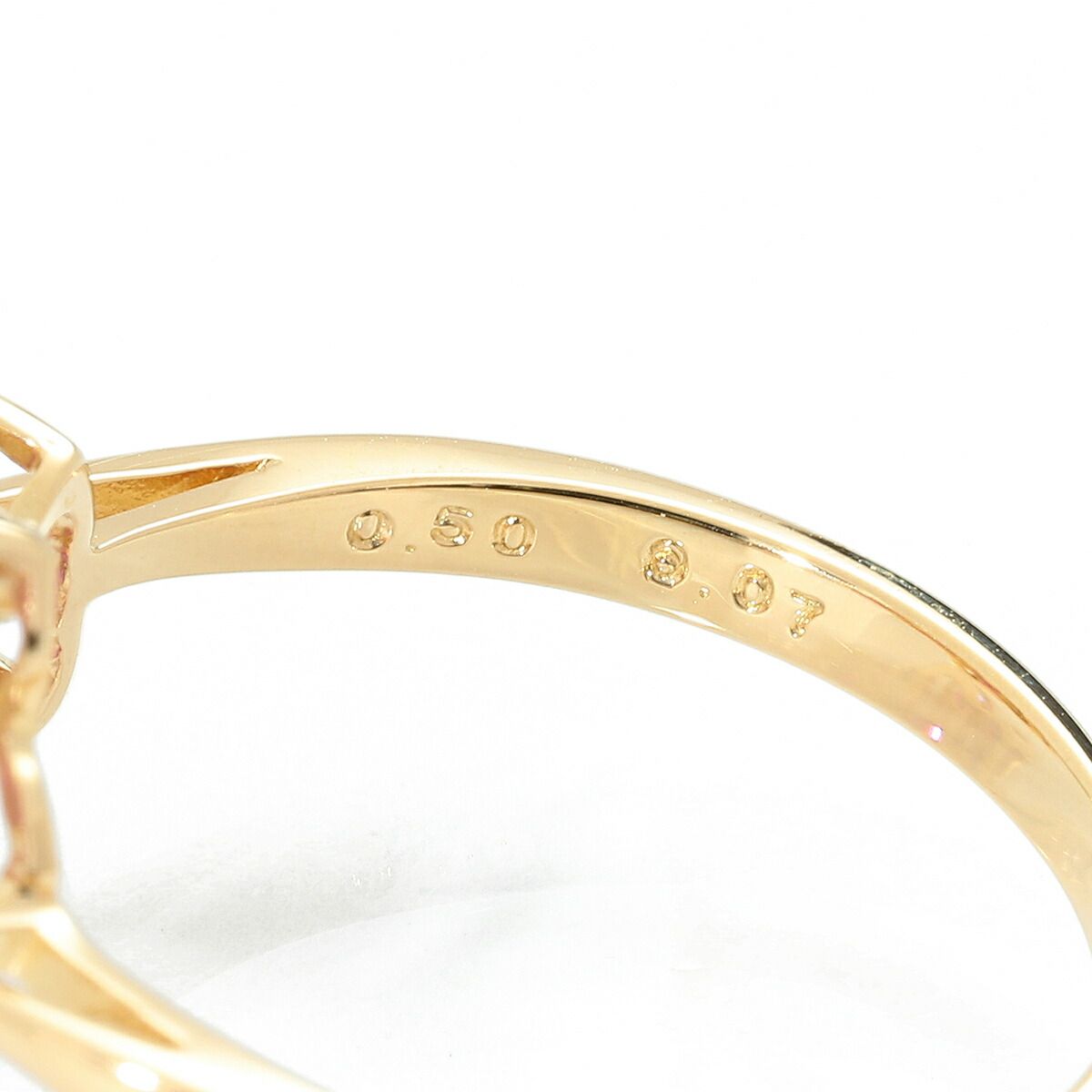 フラワーモチーフリング 指輪 ルビー 0.5ct ダイヤモンド K18 10号  