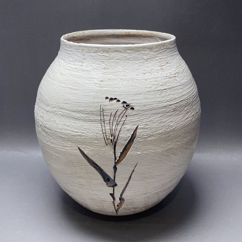 某陶芸家の淡雪花瓶　花台オマケ 詩情の陶芸家・藤平伸 花絵文花瓶 - メルカリ