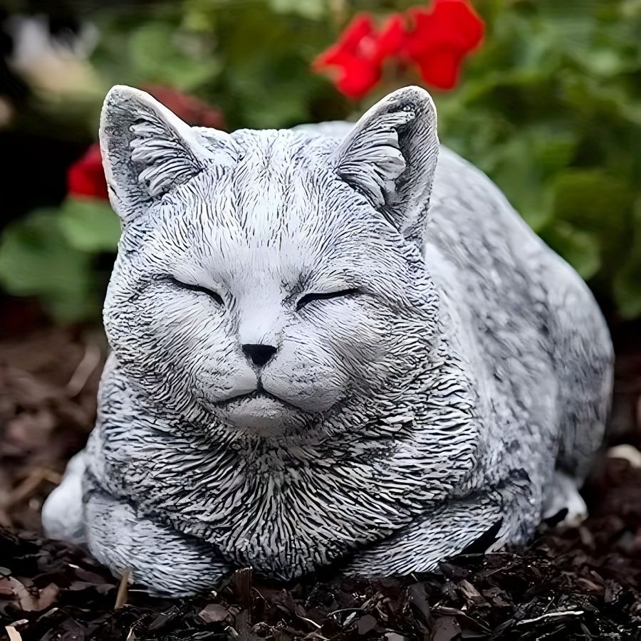 置物 オブジェ ガーデンオーナメント ネコ 猫 ねこ キャット グレー