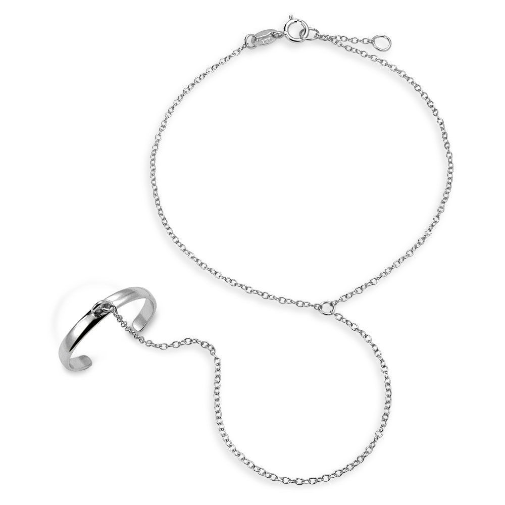 【在庫処分】奴隷 リング シルバー925製 金メッキ ブレスレットと指輪が繋がったハンドチェーン [ブリングジュエリー] Jewelry] フリーサイズ [Bling
