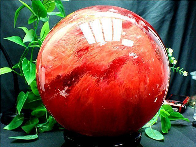 227MM 14825g超綺麗☆赤水晶丸玉B82E1/536E07C 本水晶一寸玉 台